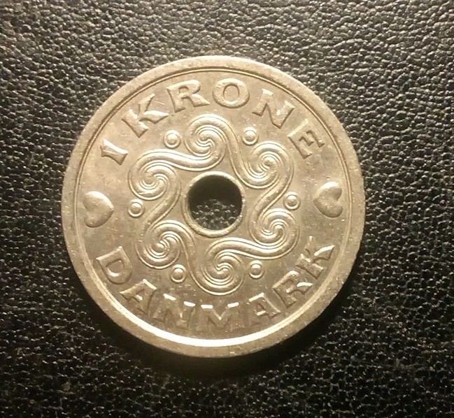 1992 Denmark One Krone Coin