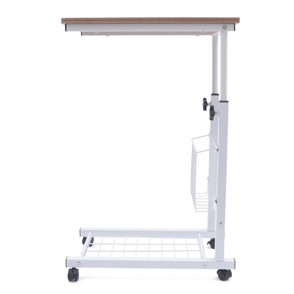 Bed Side Table Wheels Hospital Overbed Rolling Tray Sofa Side Desk Adjustable