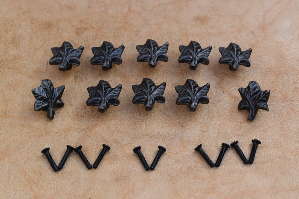 Vintage Cast Iron Knob Leaf shape Door Drawer Cabin handle cupboard knobs 10pc