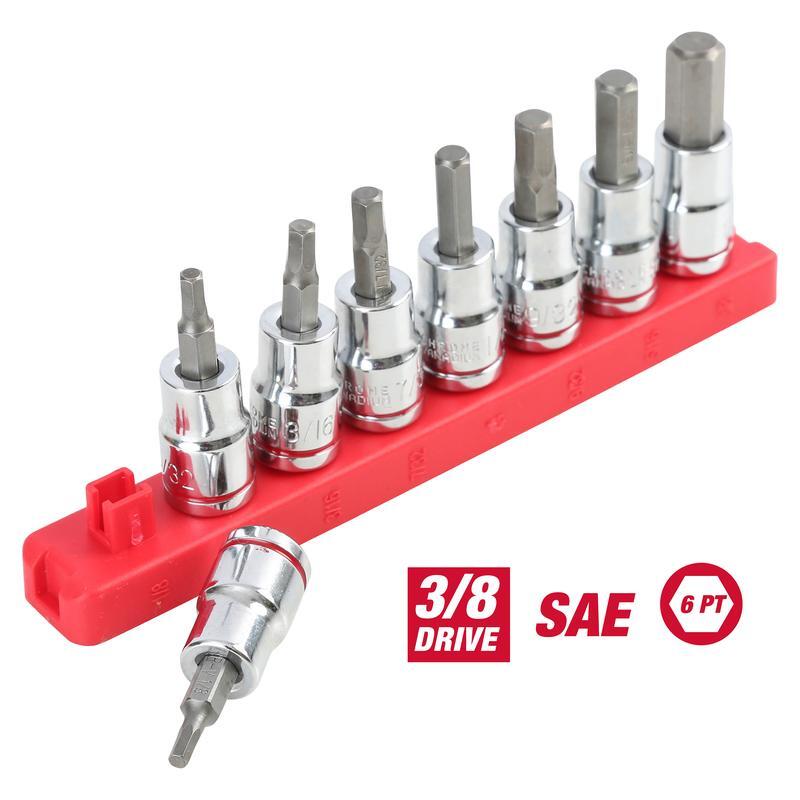9-Piece SAE Hex Socket Set 3/8in Drive Chrome Vanadium Durable Tool Kit New