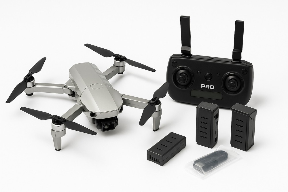 10” Foldable Quadcopter Drone + Remote + 2 Batteries | Untested As-Is | Powers O