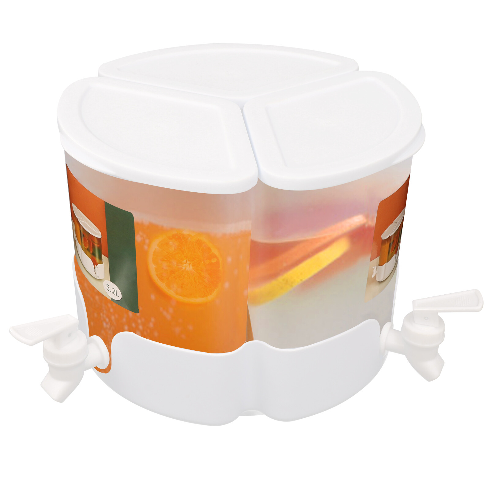 5.2L Juice/Drink Dispenser 3-in-1 Beverage Dispenser W/ 3* Faucet, 360° Rotation
