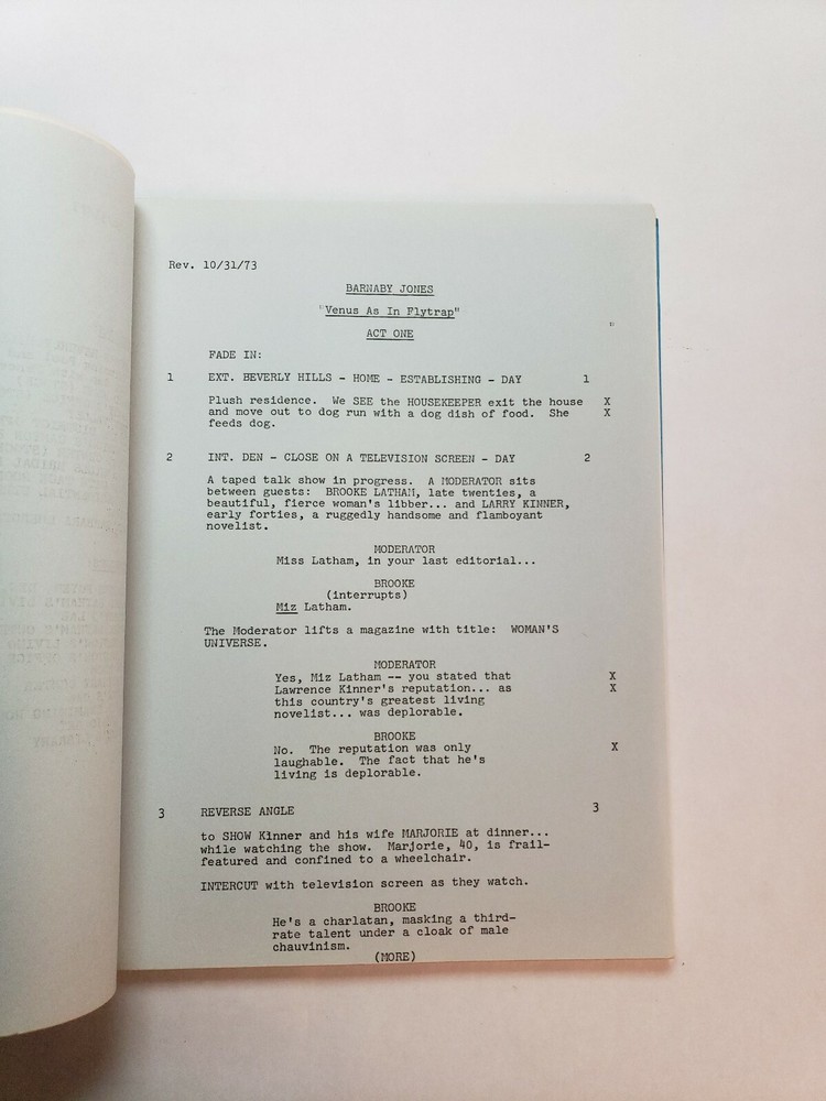 BARNABY JONES / Robert Heverly 1973 TV Script, Jack Ging "Venus as in Flytrap"