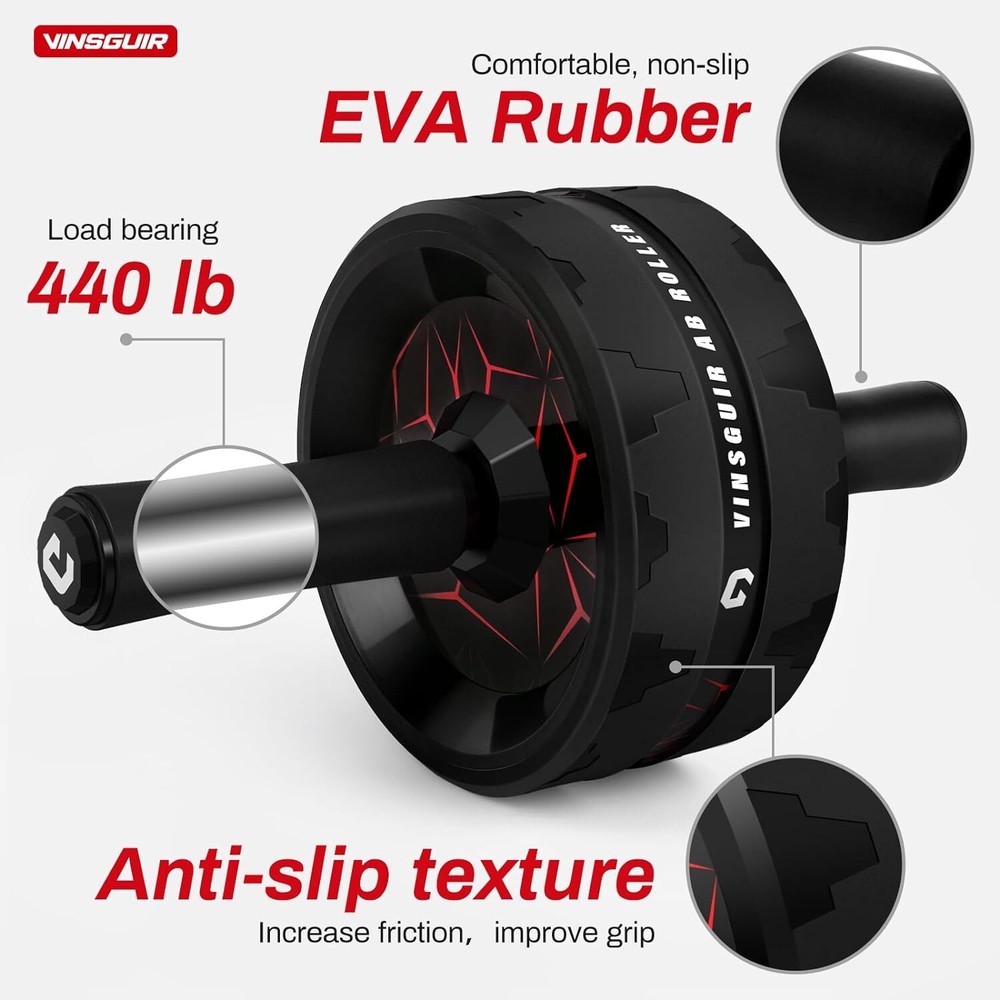 Ab Roller Workout Wheel w/ Knee Pad Accessories-Abdominal & Core Strength Train.