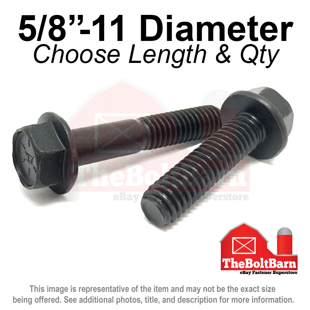 5/8"-11 Grade 8 Hex Flange Screws Frame Bolts Phos Oil (Pick Length & Qty)