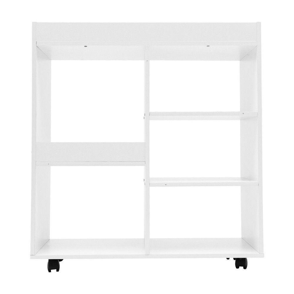 MDF Mobile Printer Stand Rolling Office Scaner Cart Storage Shelf Warm White