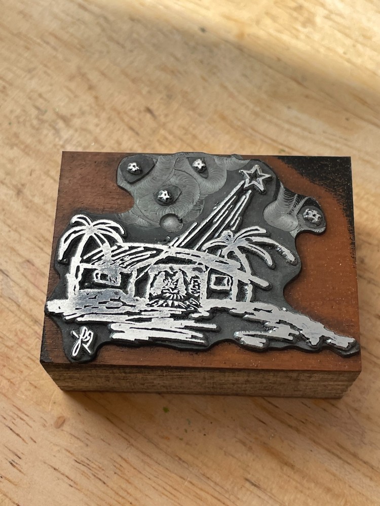 Printing Letterpress Printers Block Nativity Scene Manger Star (511)