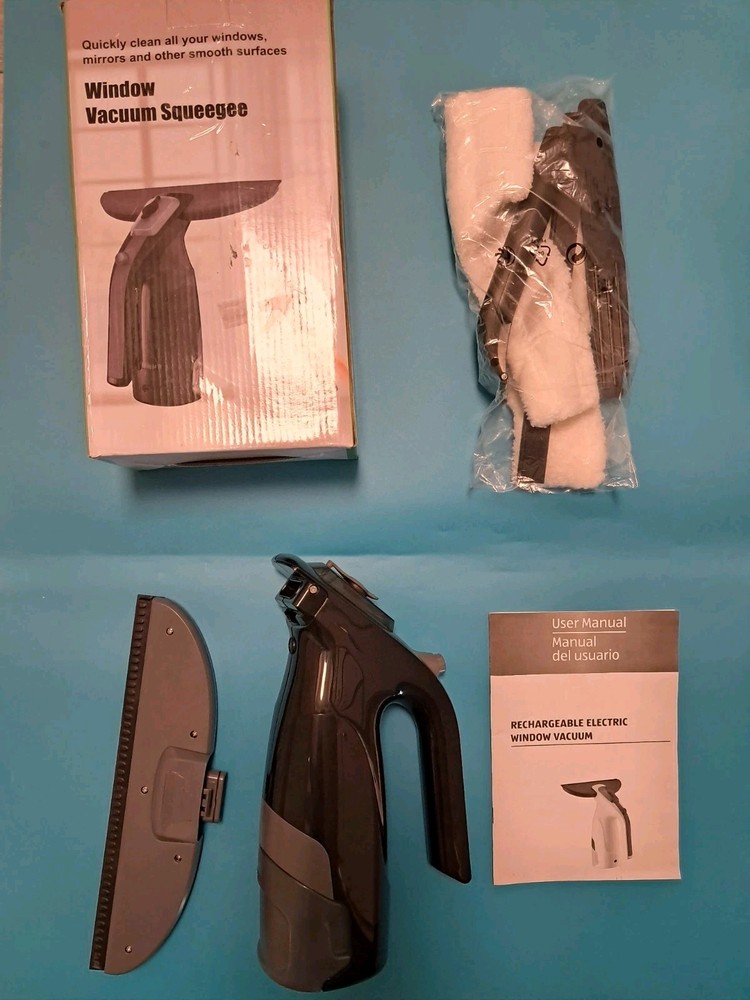 CORDLESS WINDOW VACUUM CLEANER SQUEEGEE TOOL SET RECHARGEABLE ELECTRIC OPEN BOX
