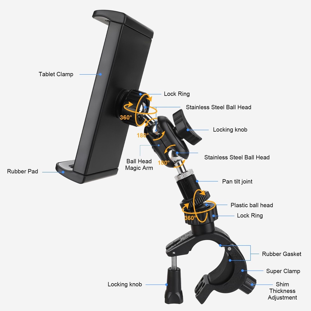 TH-01 Tablet Holder for Mic Stand 4.7-13.5"