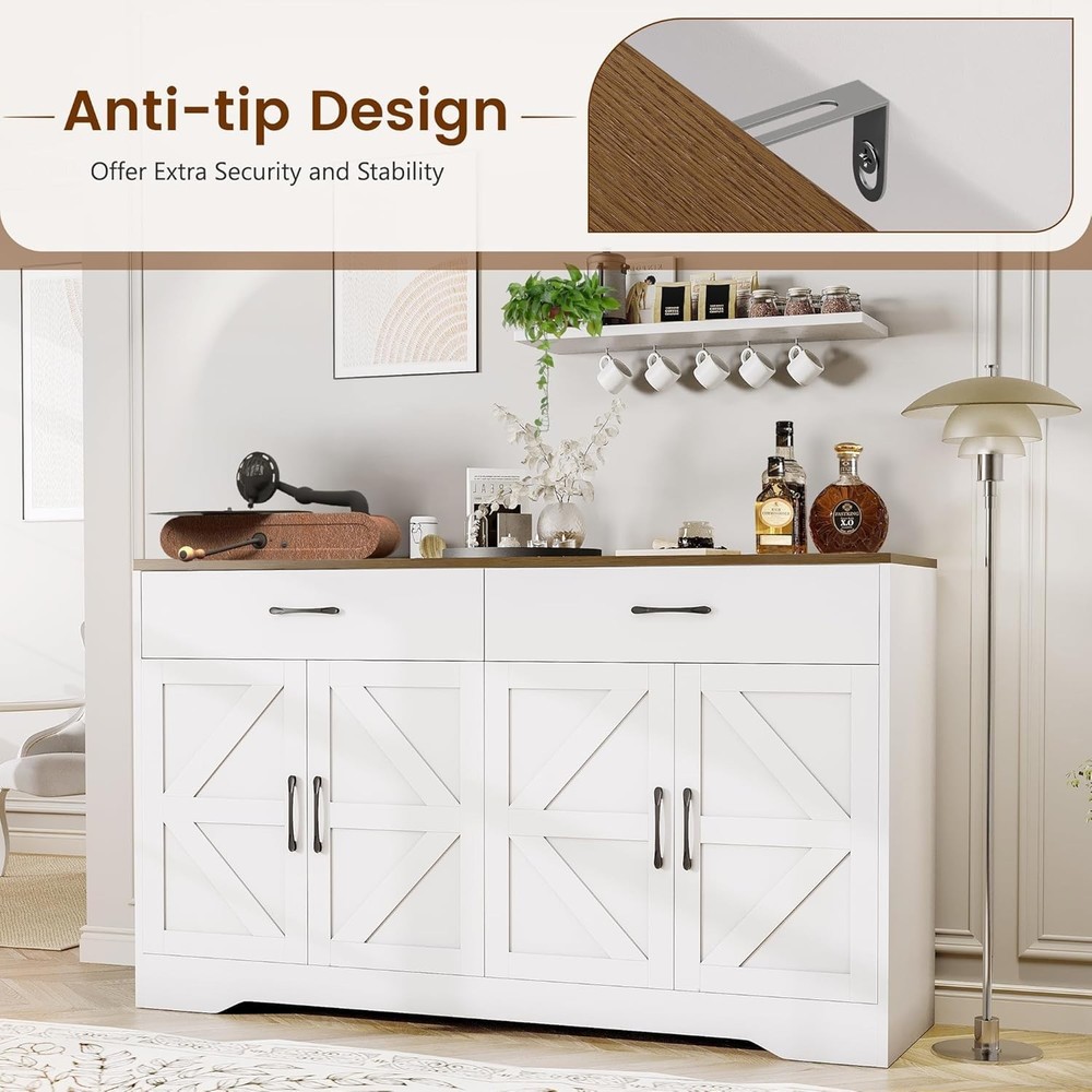 Sideboard Buffet Cabinet with Storage, 55.1" Large Kitchen Storage Sideboard ...