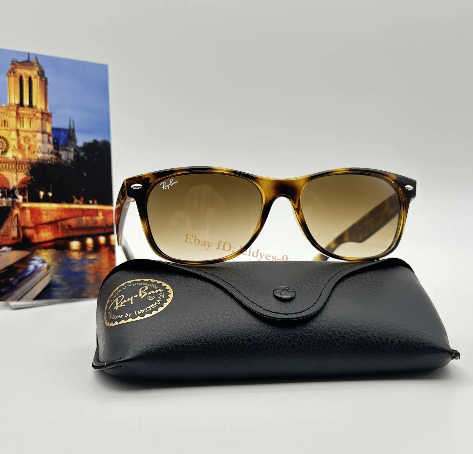 Ray-Ban RB2132 New Wayfarer Sunglasses Light Brown Gradient Lens Havana Frame 55