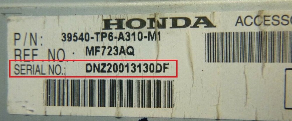 Honda radio navigation CODE Anti Theft Unlock Service by Serial Number