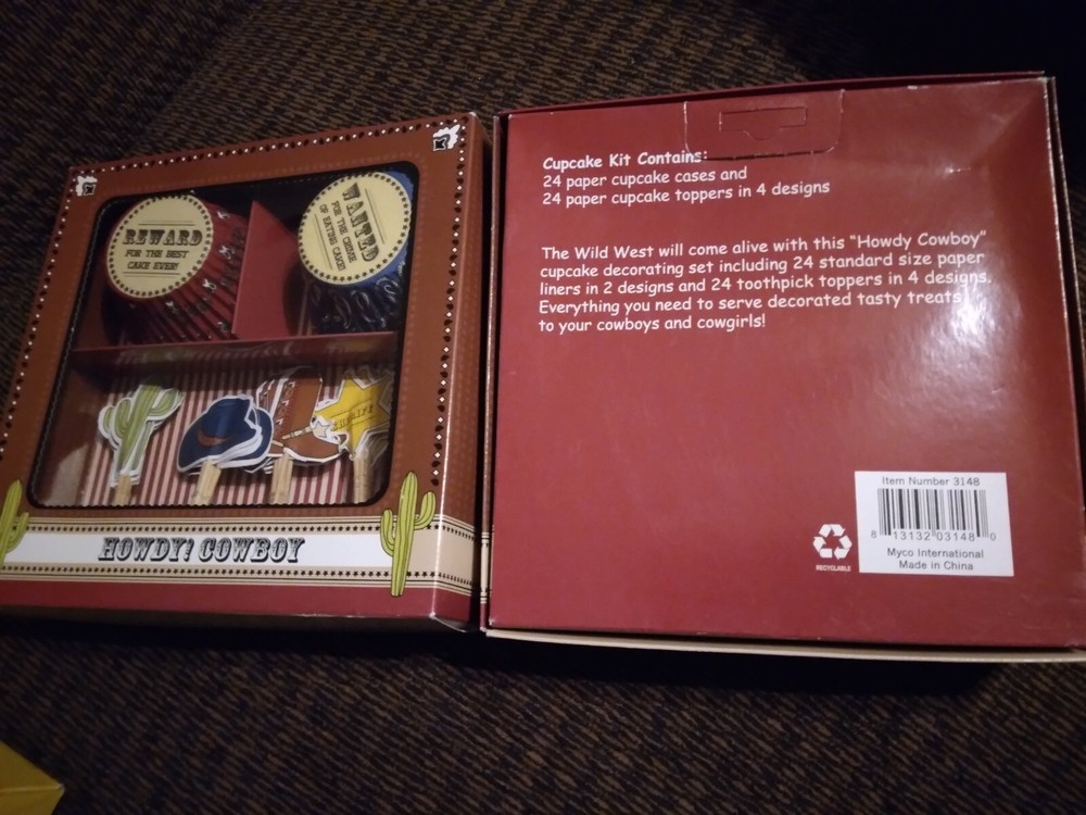 New in box (2 boxes) Howdy Cowboy Cupcake Kits