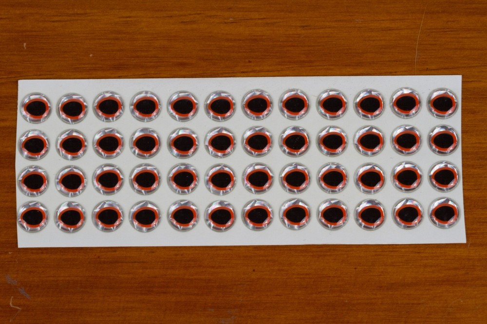 Erleng's Dome Eyes 3/8" - 48 pkg. Silver - Black/Orange Pupil