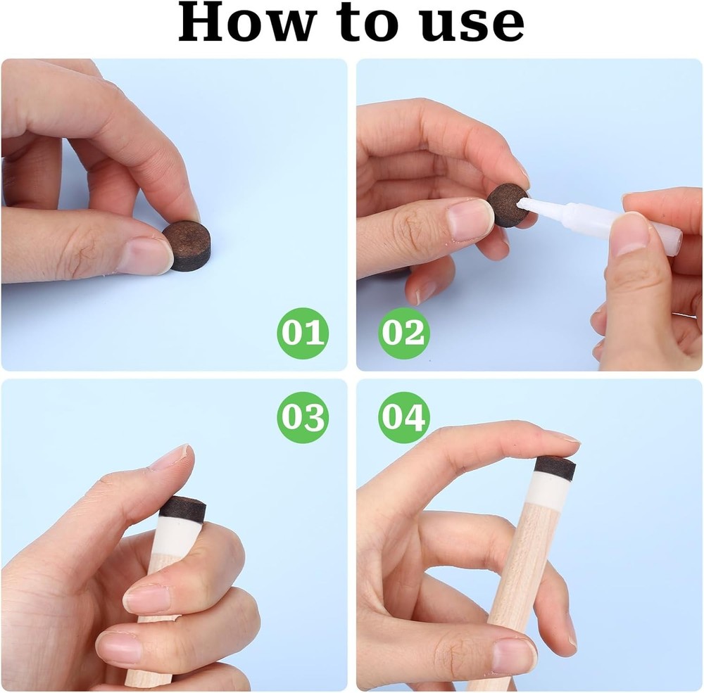 Mozeat Lens Billiard Pool Cue Tips Pool Stick Replacement Tips with Storage Box