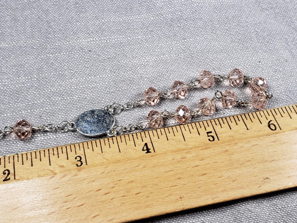 Beautiful Rosary Chaplet Pink Beads Religious Christian Gift C45