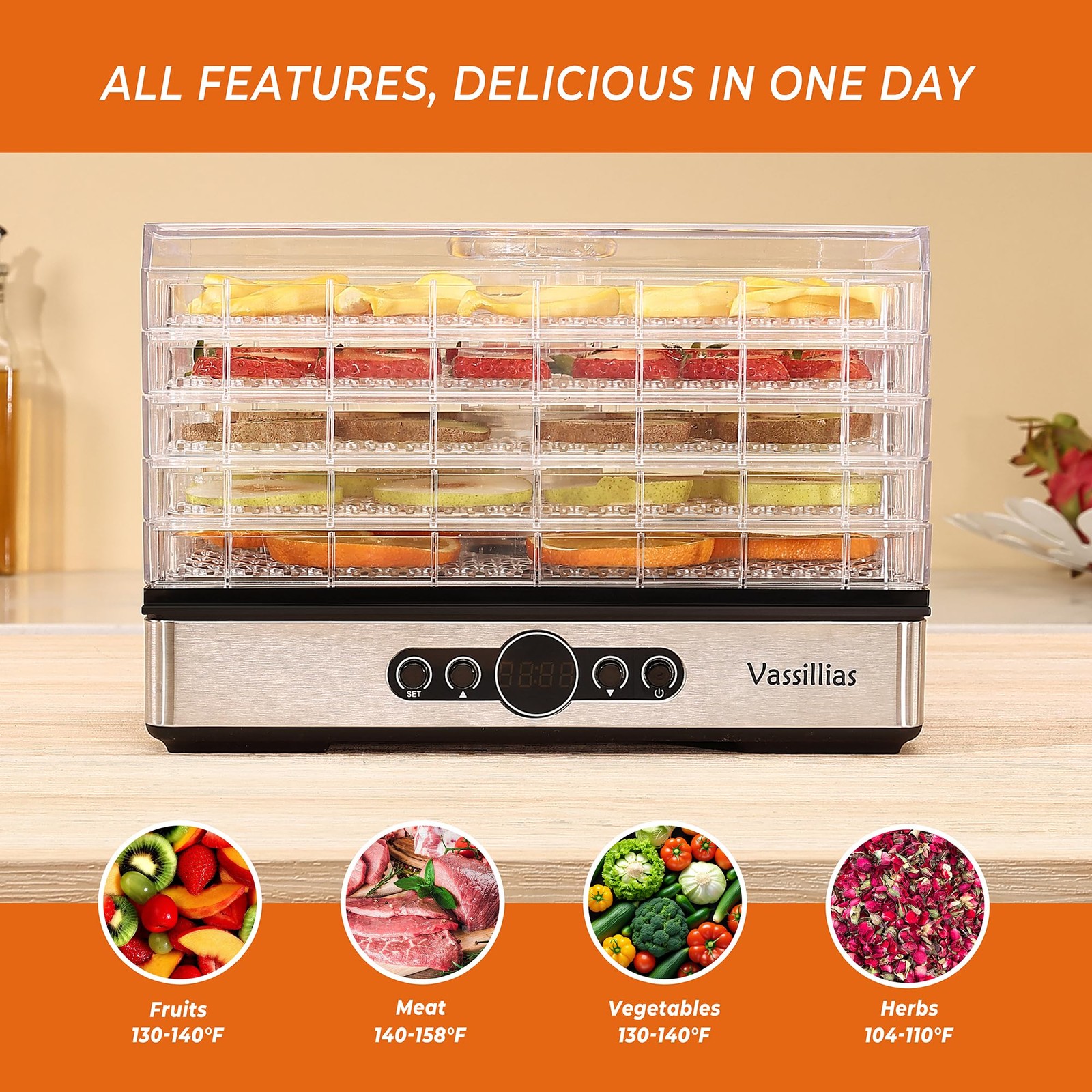Food Dehydrator Dryer - Dehydrator for Healthy Food, Meat, Jerky, Fruit, Vege...