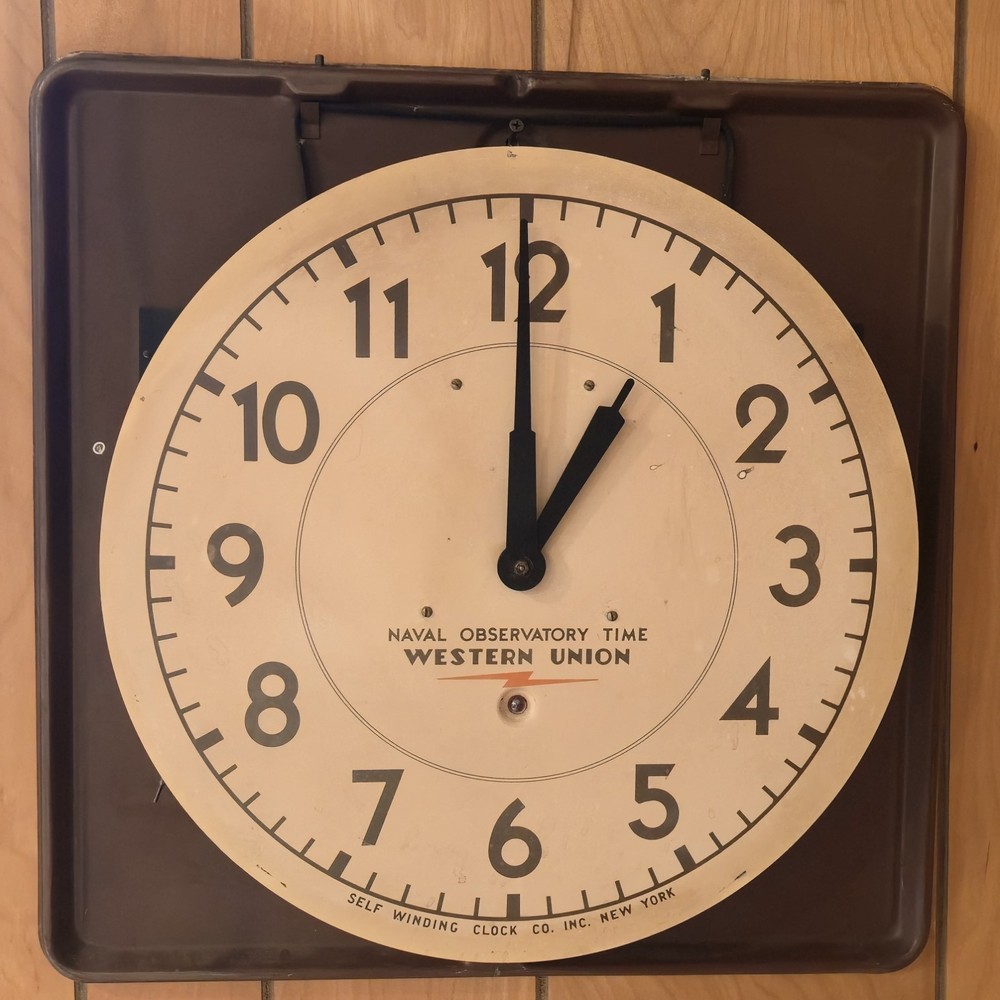 Self Winding Clock Co. Naval Observatory Time Western Union Square Wall