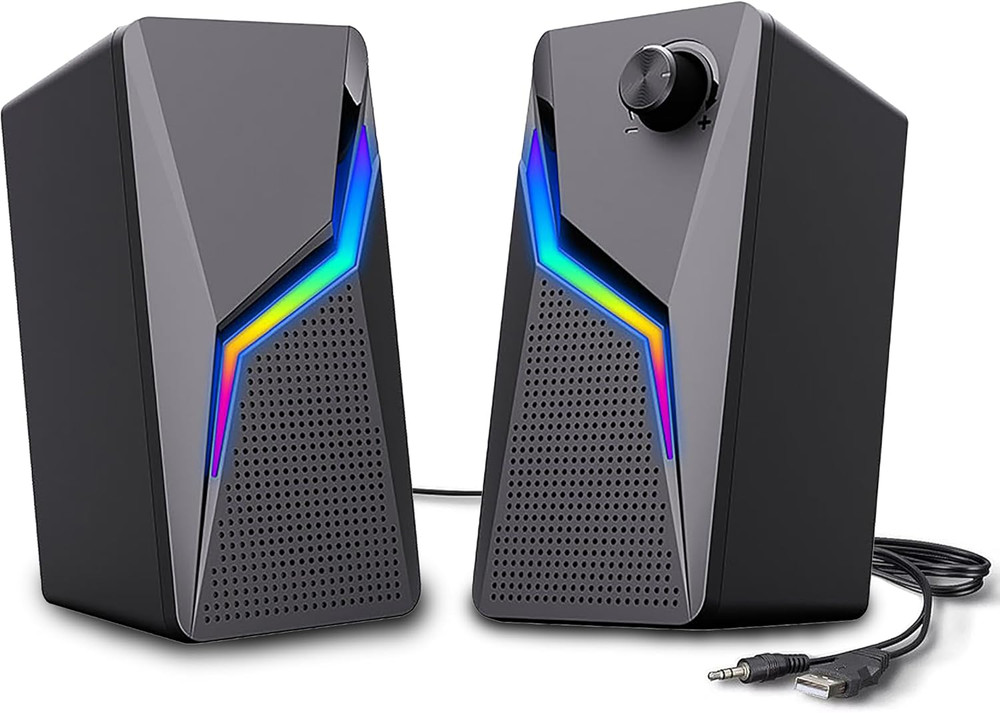 Computer Speakers, PC Gaming Speakers with Enhanced Bass and Volume Control, Ste
