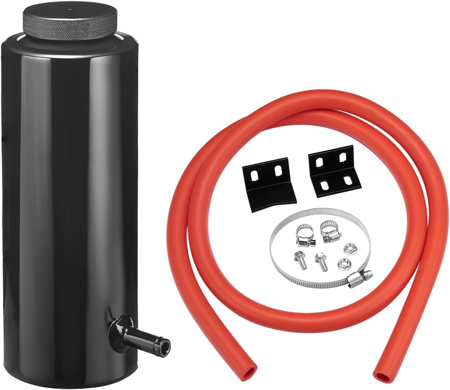 Universal Radiator Coolant Catch Tank Overflow Reservoir 800ml Black Aluminum