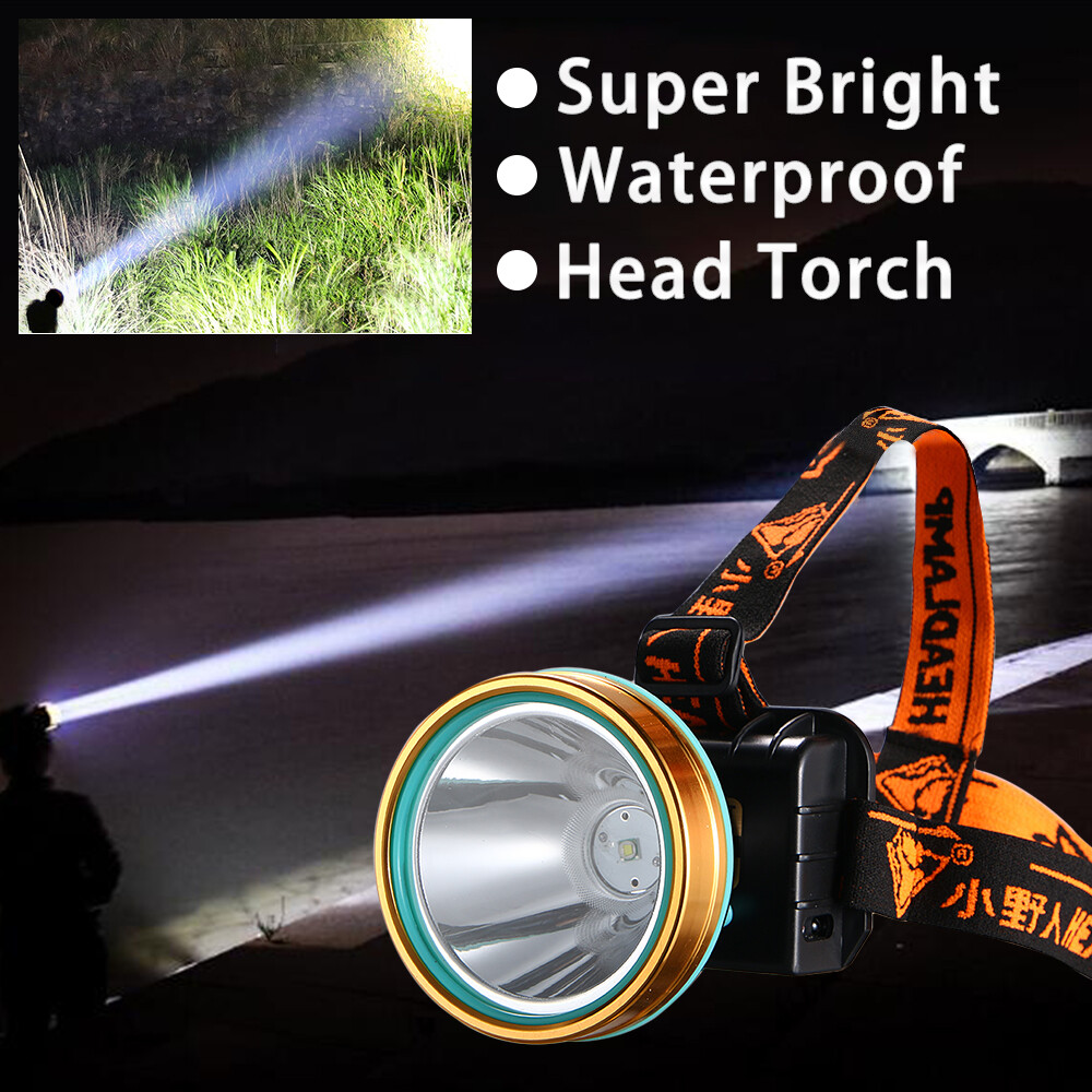 Super Bright Waterproof Head Torch Headlight LED USB Rechargeable Work Headlamp