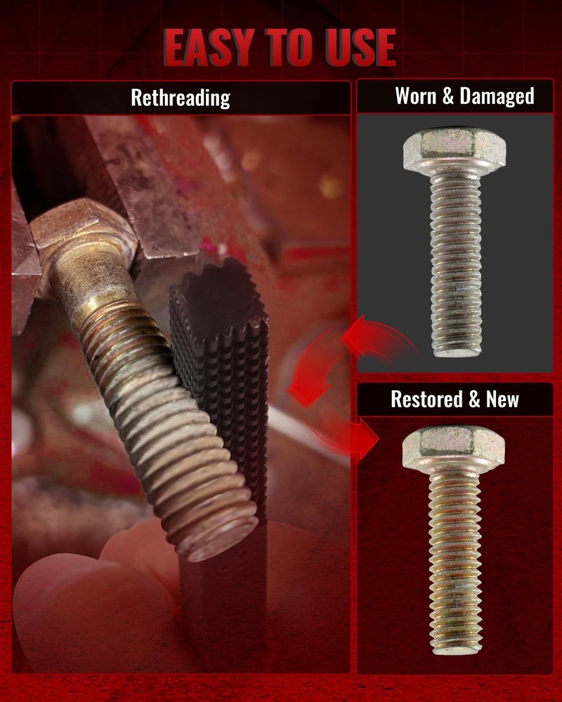 3-Piece Thread Restorer File Set, Thread Restoring Chaser Files, Thread Repai...