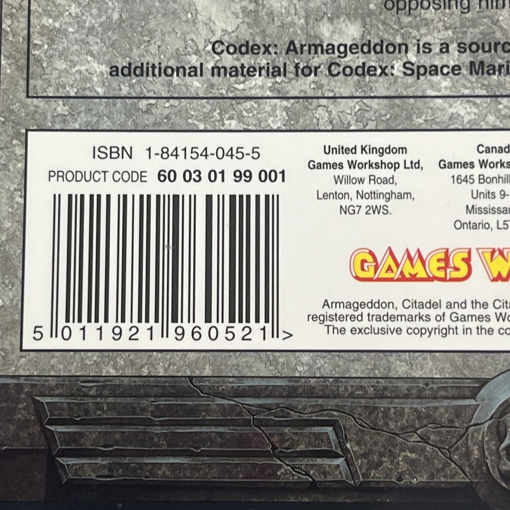 Warhammer 40,000 40K Codex Armageddon 2001 2nd edition Games Workshop sourcebook