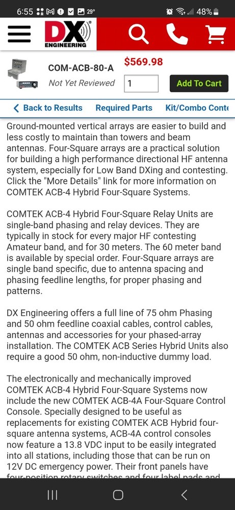 Comtek Systems Phase Array System ACB-80 Ham Radio Accessory Working From S.key