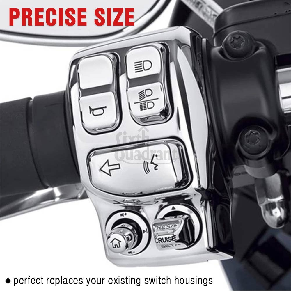 For Harley Touring Street Road Glide Chrome Handlebar Control Switch Housing