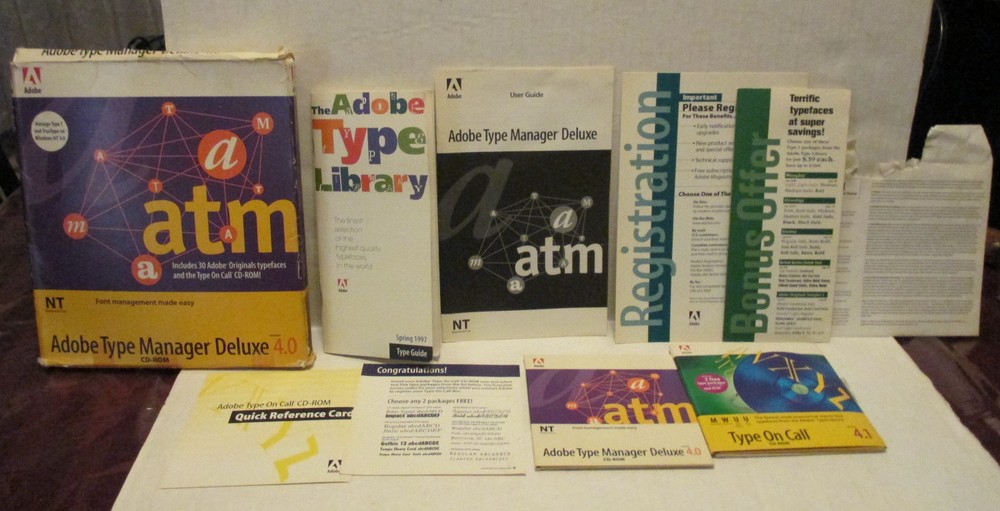 Adobe Type Manager Deluxe 4.0 CD Rom 2 Discs Instructions - Type Library Booklet