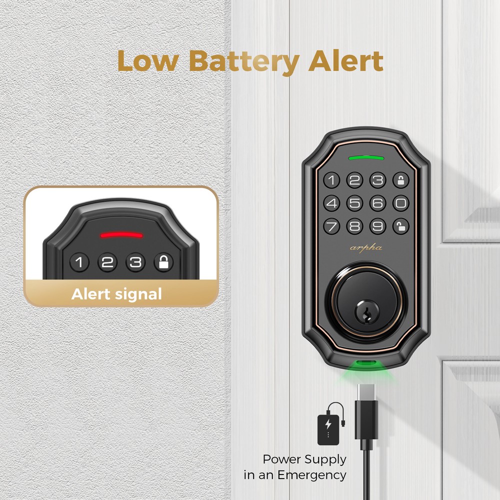 ARPHA Keyless Smart Door Lock Anti Peeping Password Keypad Deadbolt Auto Lock