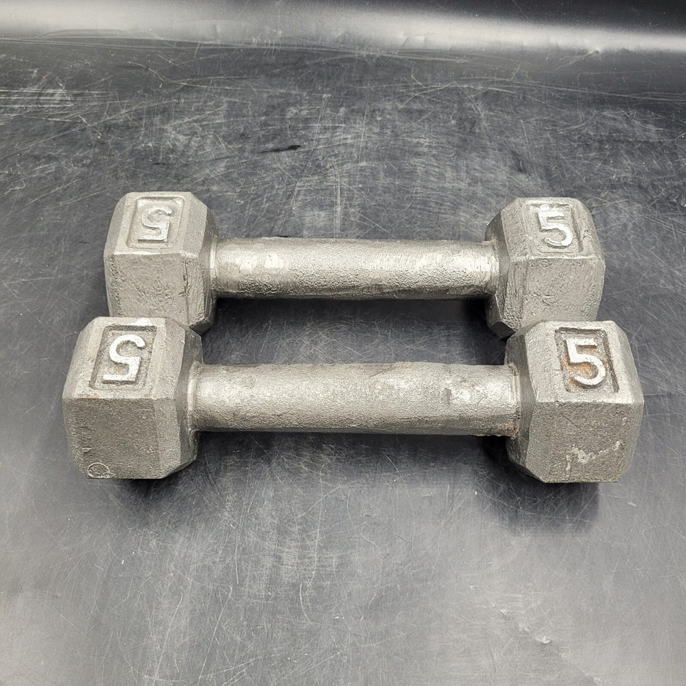 Pair CAP 5lb Hex Dumbbells Cast Iron