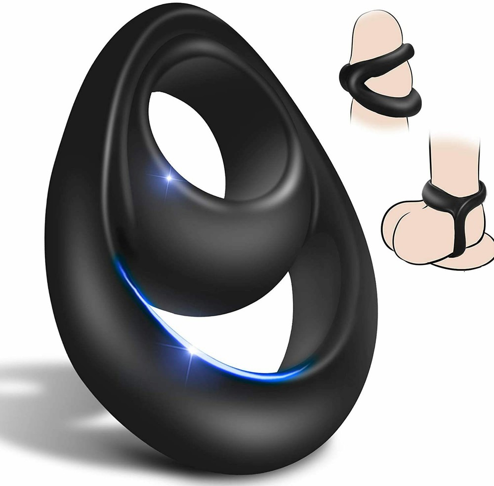 Silicone Dual Ring Penis Scrotum Ring Ball Stretcher Enhancer Delay Ejaculation