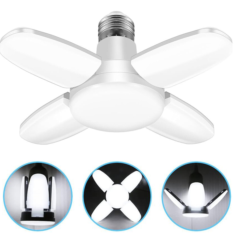 3 Pack LED Garage Light Bulb Deformable Ceiling Fixture Lights E27 Workshop Lamp