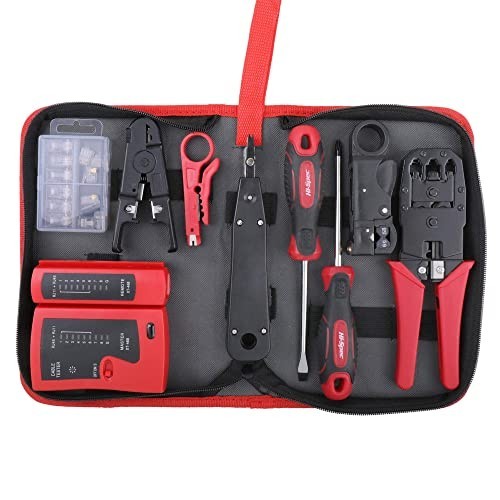 9pc Network Cable Tester Tool Kit - CAT5, CAT6, RJ11, RJ45, Ethernet Crimper & S
