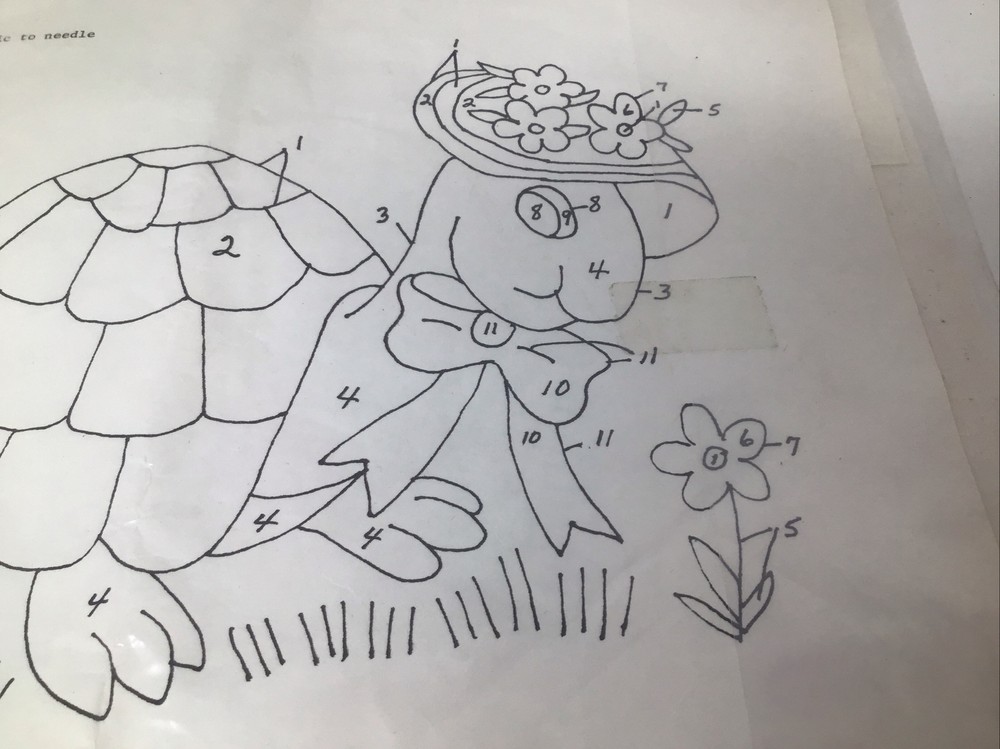 Turtle Embroidery Needle Punch Pattern w Instructions 12”x9.5” Mrs. Turtle NOS