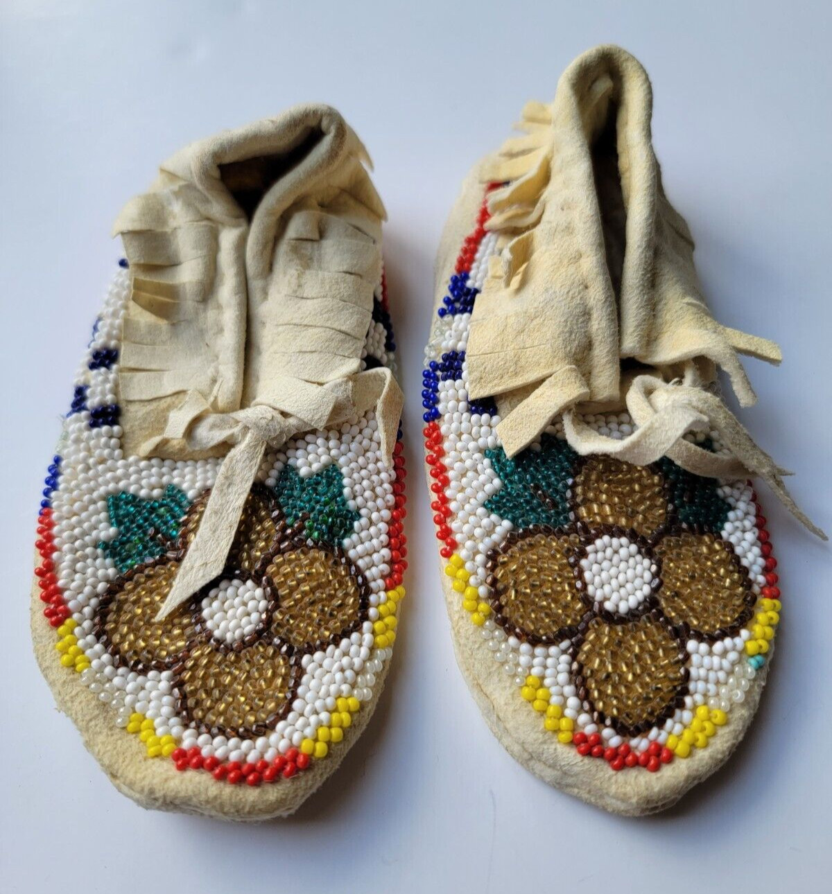 MODERN Beaded Multicolored Indian Floral Child Moccasins Native Beadwork