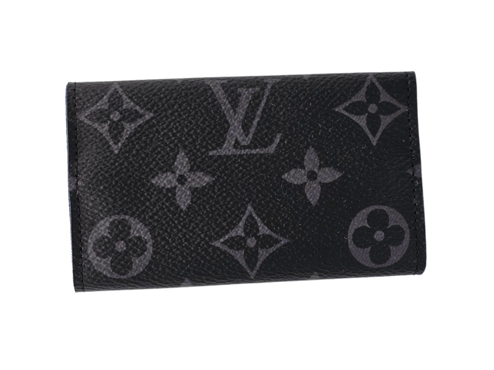 Louis Vuitton Monogram Eclipse Cufflink Case Leather Snap Closure Black