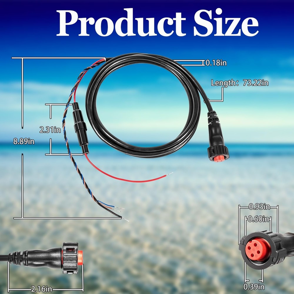 For Garmin echoMAP 4-pin 6ft Threaded Power Data Cable Chartplotter 010-12445-00