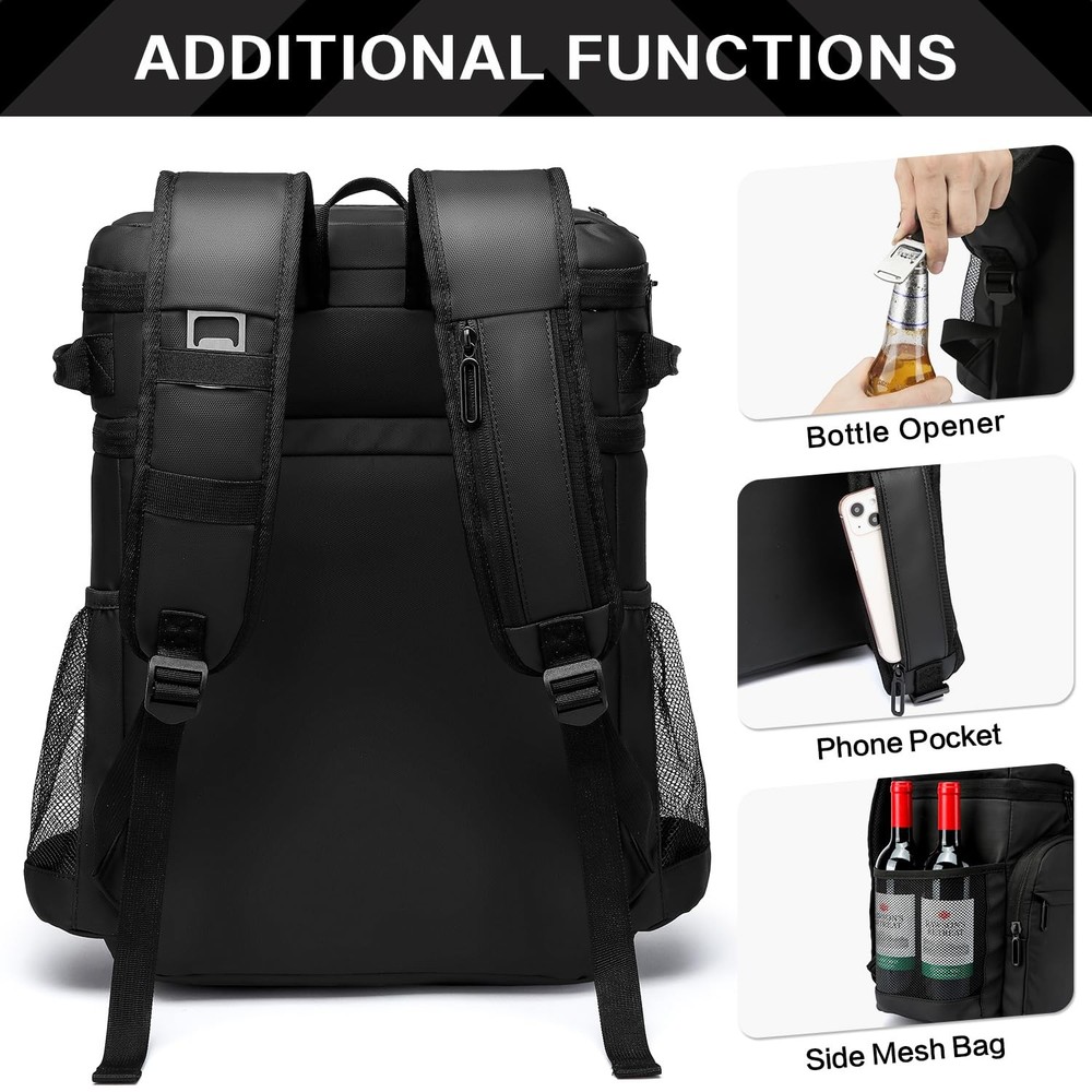 54 Cans Backpack Cooler Insulated Leak-Proof Large Leather Cooler Backpack Do...