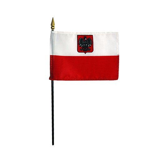 Poland Eagle Polyester Miniature Tabletop Desk Flag 4" X 6" (12 Pack)