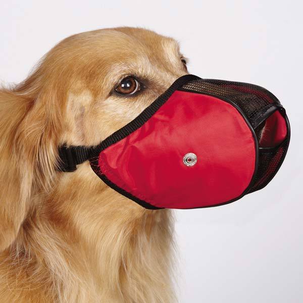 FABRIC MESH DOG MUZZLES Comfortable Soft Red Muzzle for Dogs That Bite or Chew