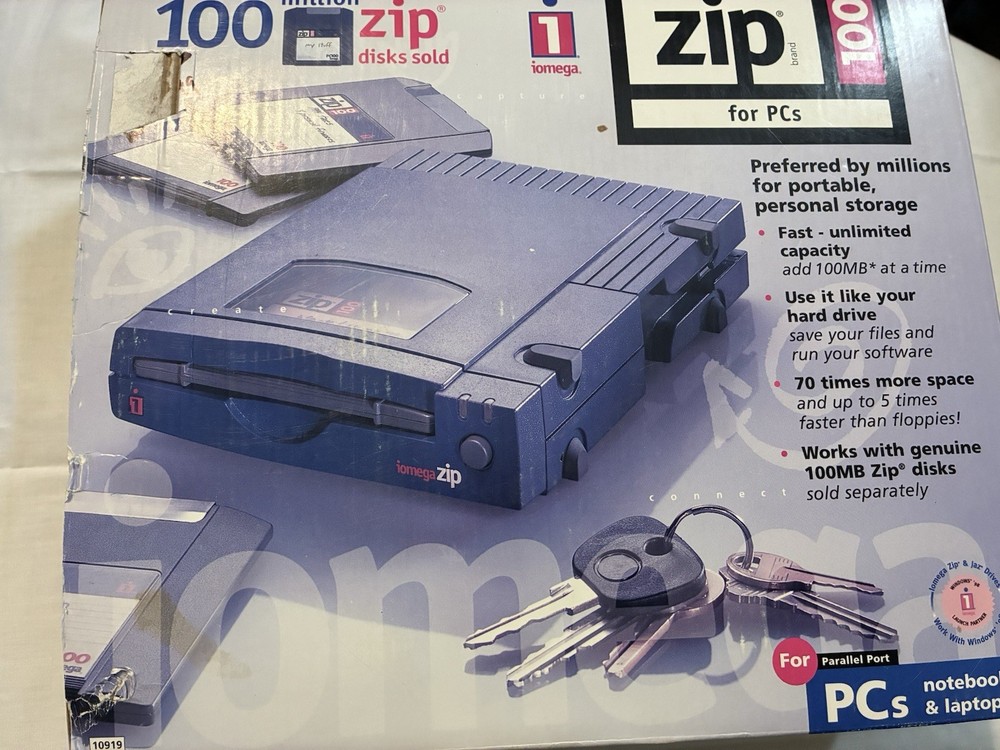 Iomega Zip 100 Parallel Port External Drive #10919 with Box