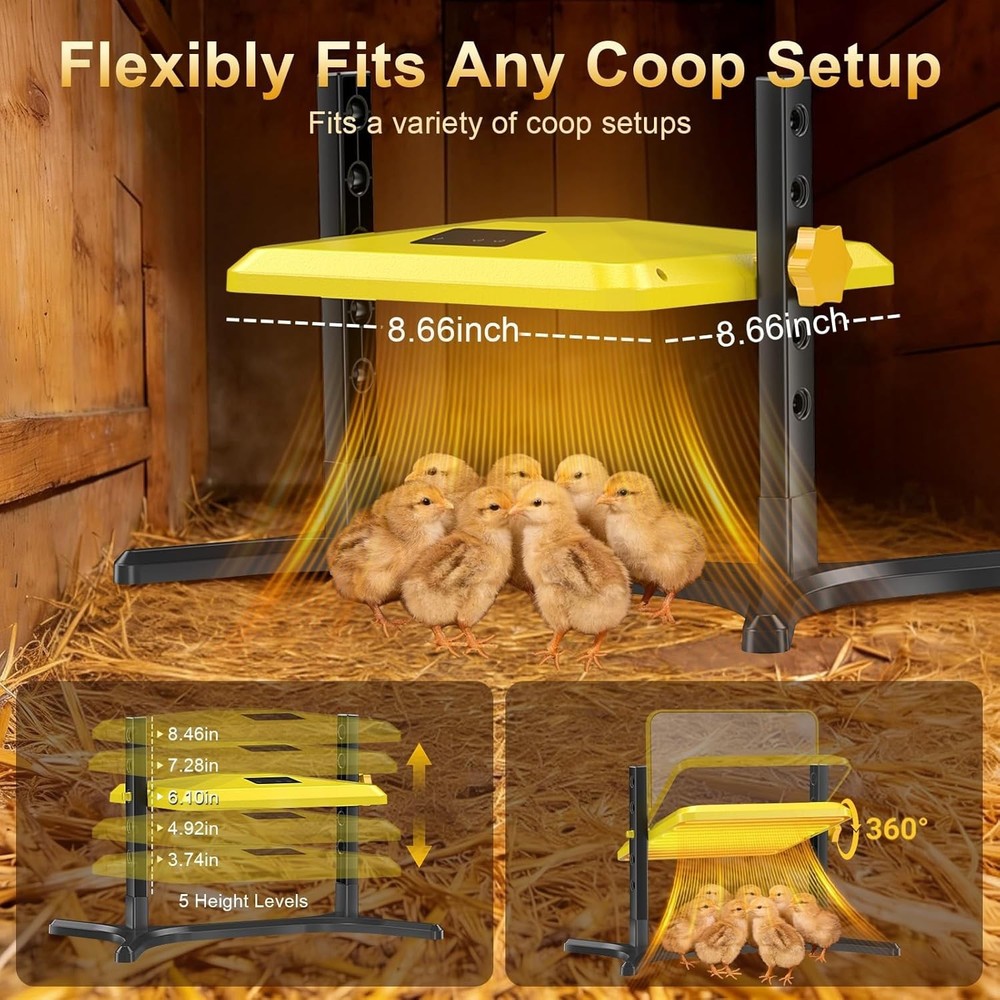 Chick Brooder Heater Plate Adjustable Height Thermostat Chicken Coop Heat Panel