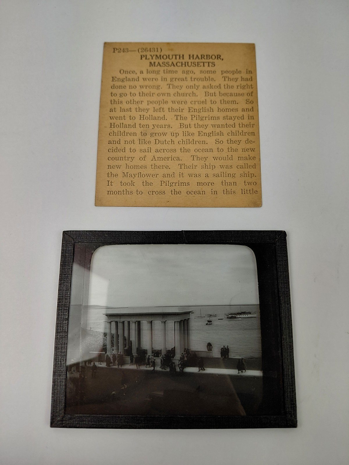 Magic Lantern Glass Slide Photo Keystone P243 Plymouth Rock Canopy Massachusetts