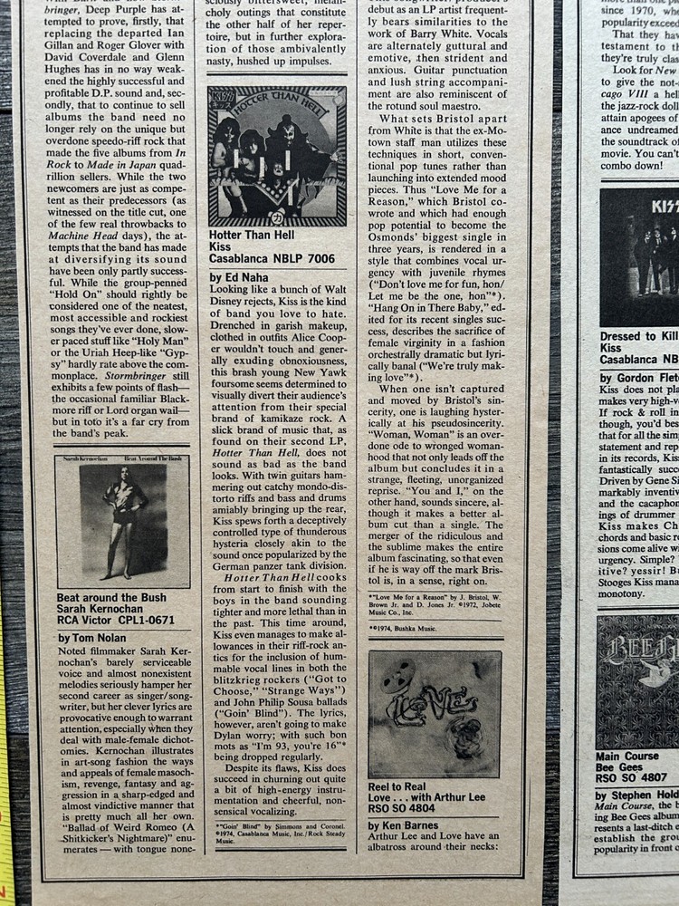 KISS Album Clippings Debut Hotter Dressed Alive 1974 1975 Vintage Kiss Aucoin