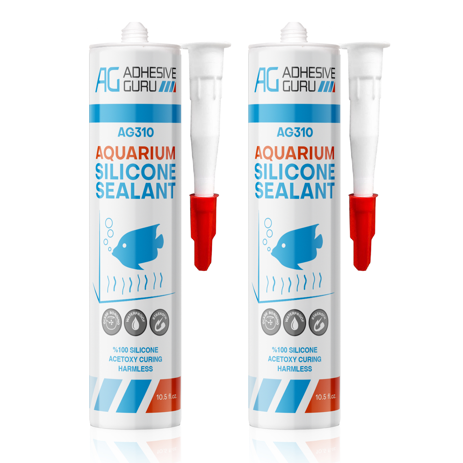 Aquarium Silicone Sealant Clear (10.5 fl oz), 100% Non-Toxic for fish 2 pk