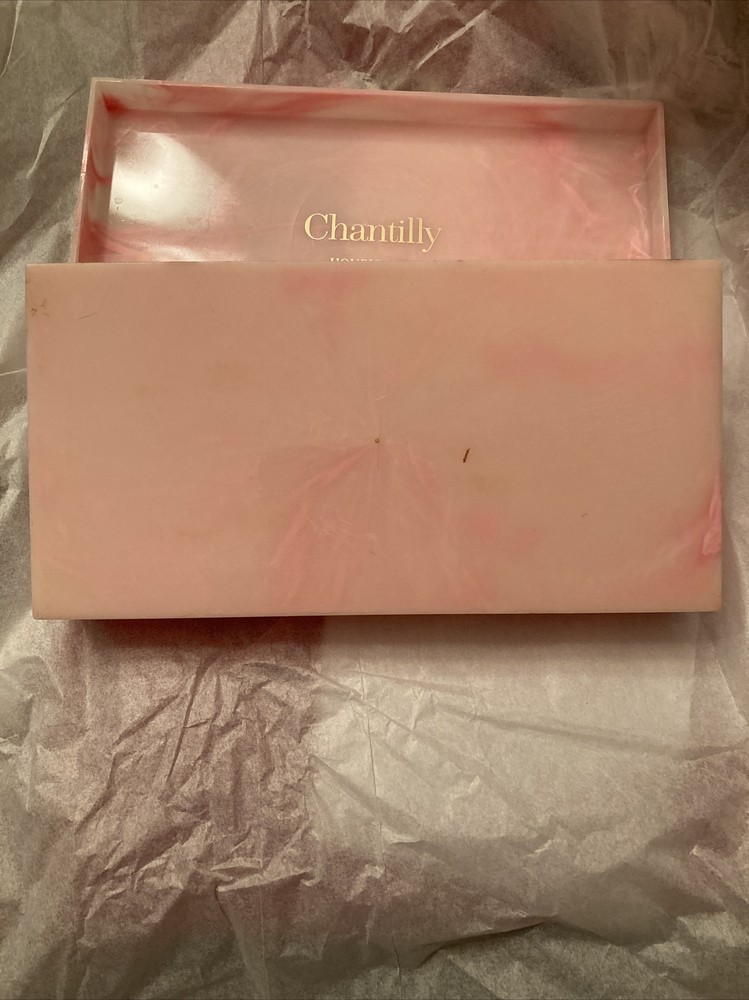 Vintage HOUBIGANT CHANTILLY Rectangle Empty Box PINK Marbled CONTAINER