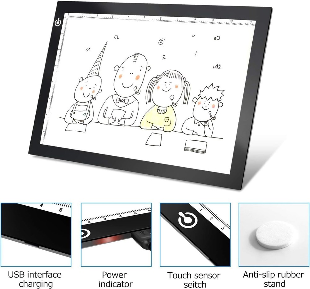 A4 LED Light Box for Tracing and Drawing - Ultra Thin Adjustable Light Table, US