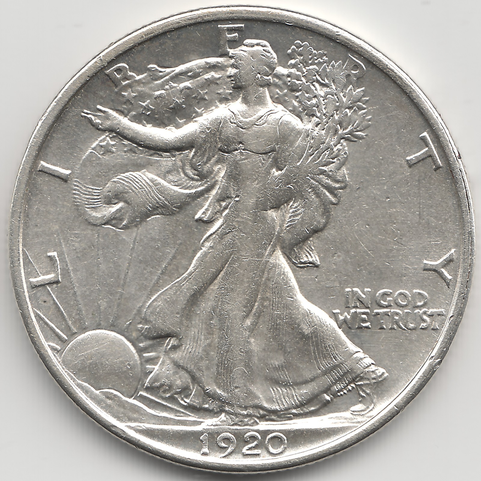 1920 Walking Liberty Half Dollar, AU